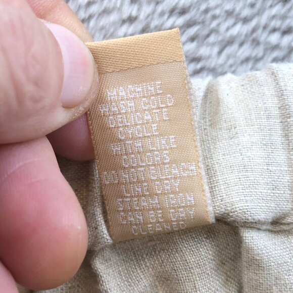 Kate Hill Women's 100% Linen Pants Large Floral Embroidered Casual Wide Leg Beig - Picture 8 of 12